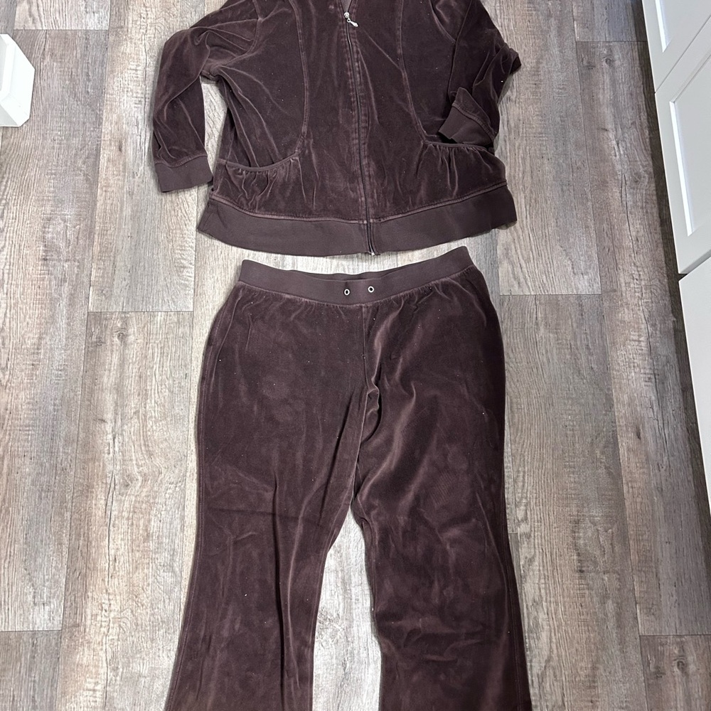 Lane Bryant Brown Velour Tracksuit